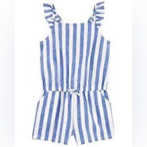 Carter's Kid Striped Linen-Blend Ruffle Romper - Size 5